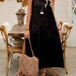 Kadın Askılı Yuvarlak Yakalı Kıloş Cepli Uzun Elbise