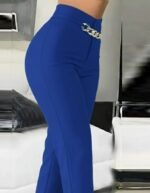 Kadın Yüksek Bel önden Zincir Detaylı Ithal Krep Pantolon - Görsel 2