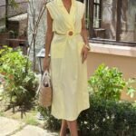 Göbeği Halka Detaylı Midi Boy Elbise 2896