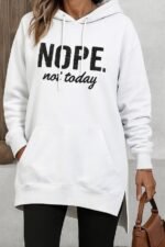 Kadın Uzun Kollu Kapşonlu Bağcıklı Viskon Iki Iplik Sweat - Görsel 3