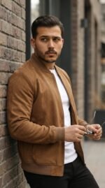 Erkek önden Fermuarlı Içi Astarlı Süet Ceket