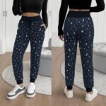 Kadın Yüksek Bel Bağcıklı Desenli Iki Iplik Pantolon