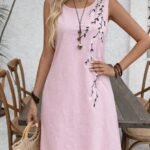 Kadın Askılı Yuvarlak Yakalı çiçek Desenli Kısa Elbise