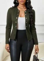 Kadın Uzun Kollu önü Açık Düğmeli Kısa Süet Ceket - Görsel 3