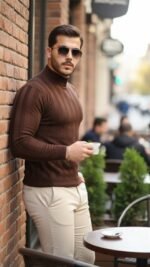 Erkek Yarım Balıkçı Yaka Kabartma Desenli Triko - Görsel 6