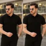 Erkek Kısa Kollu Yakalı çizgi Desenli Triko Bluz - Görsel 3