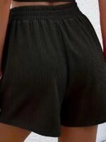 Kadın Askılı Yuvarlak Yakalı Burgu Krop Ve Bluz Short Ikili Takım - Görsel 4