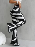 Kadın Yüksek Bel Zebra Desenli Dalgıç Tayt - Görsel 2