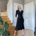 Krep Kumaş Midi Boy Kuşaklı Uzunkol Elbise 113 Cm - Görsel 2