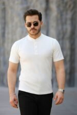 Erkek Kısa Kollu Hakim Yaka önü Düğmeli Viskon Bluz - Görsel 9