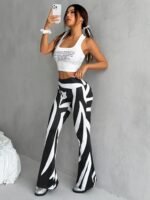 Kadın Yüksek Bel Zebra Desenli Dalgıç Tayt - Görsel 3