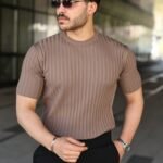 Erkek Fitilli Bisiklet Yaka Kısa Kollu Tişört