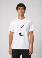 Erkek Astronot Ay Temalı Tişört Kısa Kol Yazlık Bisiklet Yaka T-Shirt - Beyaz - Görsel 2