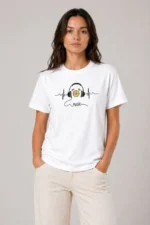 Müzik Temalı Baskılı Tişört Bisiklet Yaka Kısa Kol T-Shirt - Beyaz - Görsel 3