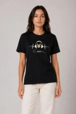 Müzik Temalı Baskılı Tişört Bisiklet Yaka Kısa Kol T-Shirt - Siyah - Görsel 3