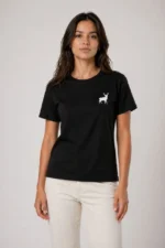 Minimal Geyik Logolu Tişört Bisiklet Yaka Kısa Kol Yazlık T-Shirt - Siyah - Görsel 3