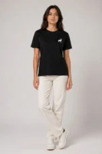 Minimal Geyik Logolu Tişört Bisiklet Yaka Kısa Kol Yazlık T-Shirt - Siyah - Görsel 4