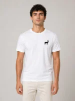 Erkek Minimal Geyik Logolu Tişört Bisiklet Yaka Kısa Kol Yazlık T-Shirt - Beyaz - Görsel 2