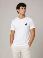 Erkek Minimal Geyik Logolu Tişört Bisiklet Yaka Kısa Kol Yazlık T-Shirt - Beyaz - Görsel 3