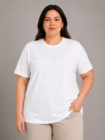 Battal Big Size Basic Tişört Bisiklet Yaka Rahat Kalıp T-Shirt - Beyaz - Görsel 2