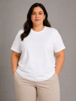 Battal Big Size Basic Tişört Bisiklet Yaka Rahat Kalıp T-Shirt - Beyaz - Görsel 3