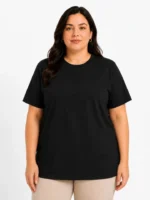Battal Big Size Basic Tişört Bisiklet Yaka Rahat Kalıp T-Shirt - Siyah - Görsel 2