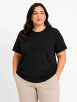 Battal Big Size Basic Tişört Bisiklet Yaka Rahat Kalıp T-Shirt - Siyah - Görsel 3
