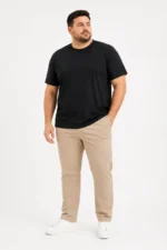 Erkek Battal Big Size Basic Tişört Bisiklet Yaka Rahat Kalıp T-Shirt - Siyah - Görsel 2