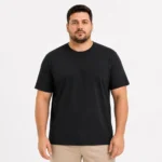 Erkek Battal Big Size Basic Tişört Bisiklet Yaka Rahat Kalıp T-Shirt - Siyah - Görsel 3