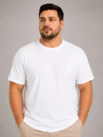 Erkek Battal Big Size Basic Tişört Bisiklet Yaka Rahat Kalıp T-Shirt - Beyaz