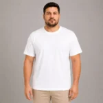 Erkek Battal Big Size Basic Tişört Bisiklet Yaka Rahat Kalıp T-Shirt - Beyaz - Görsel 2