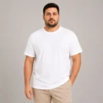 Erkek Battal Big Size Basic Tişört Bisiklet Yaka Rahat Kalıp T-Shirt - Beyaz - Görsel 3