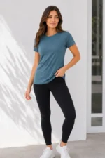 Basic Tişört Bisiklet Yaka Kısa Kol Günlük Yazlık Slim Fit T-Shirt - Füme - Görsel 2