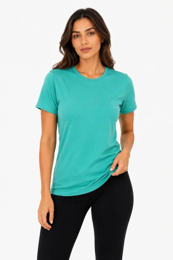 Basic Tişört Bisiklet Yaka Kısa Kol Günlük Yazlık Slim Fit T-Shirt - Su Yeşili Basic Tişört Bisiklet Yaka Kısa Kol Günlük Yazlık Slim Fit T-Shirt - Su Yeşili - Görsel 1