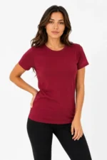 Basic Tişört Bisiklet Yaka Kısa Kol Günlük Yazlık Slim Fit T-Shirt - Bordo