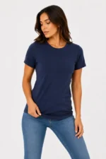 Basic Tişört Bisiklet Yaka Kısa Kol Günlük Yazlık Slim Fit T-Shirt - Lacivert - Görsel 4
