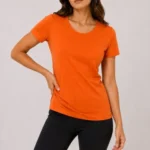 Basic Tişört Bisiklet Yaka Kısa Kol Günlük Yazlık Slim Fit T-Shirt - Turuncu