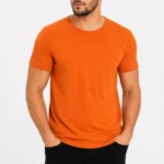 Erkek Basic Tişört Bisiklet Yaka Kısa Kol Günlük Yazlık Slim Fit T-Shirt - Turuncu