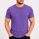 Erkek Basic Tişört Bisiklet Yaka Kısa Kol Günlük Yazlık Slim Fit T-Shirt - Mor