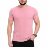 Erkek Basic Tişört Bisiklet Yaka Kısa Kol Günlük Yazlık Slim Fit T-Shirt - Pembe