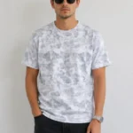 Erkek Batik Desenli Tişört Bisiklet Yaka Kısa Kol Regular Fit T-shirt - Gri