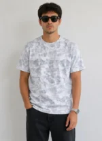 Erkek Batik Desenli Tişört Bisiklet Yaka Kısa Kol Regular Fit T-shirt - Gri