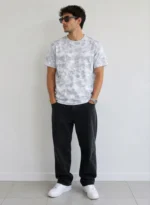 Erkek Batik Desenli Tişört Bisiklet Yaka Kısa Kol Regular Fit T-shirt - Gri - Görsel 2