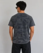 Erkek Batik Desenli Tişört Bisiklet Yaka Kısa Kol Regular Fit T-shirt - Füme - Görsel 3