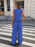 Kadın Kolsuz önü Düğmeli Yelek Ve Pantolon Ikili Takım - Görsel 3