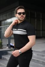Erkek Örgü Desenli Renkli Kısa Kollu Triko Tişört - Görsel 2