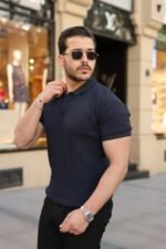 Erkek Düğmeli Yaka Kısa Kollu Triko Tişört - Görsel 3