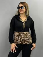 Kadın Uzun Kollu Leopar Detay Sweat Ve Yanı Leopar şerit Detay Pantolon Ikili Takım - Görsel 5