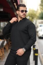 Erkek Selanik örme Yakalı Uzun Kollu Triko - Görsel 2