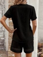 Kadın Kısa Kollu V Yakalı Bluz Ve Short Ikili Takım - Görsel 4